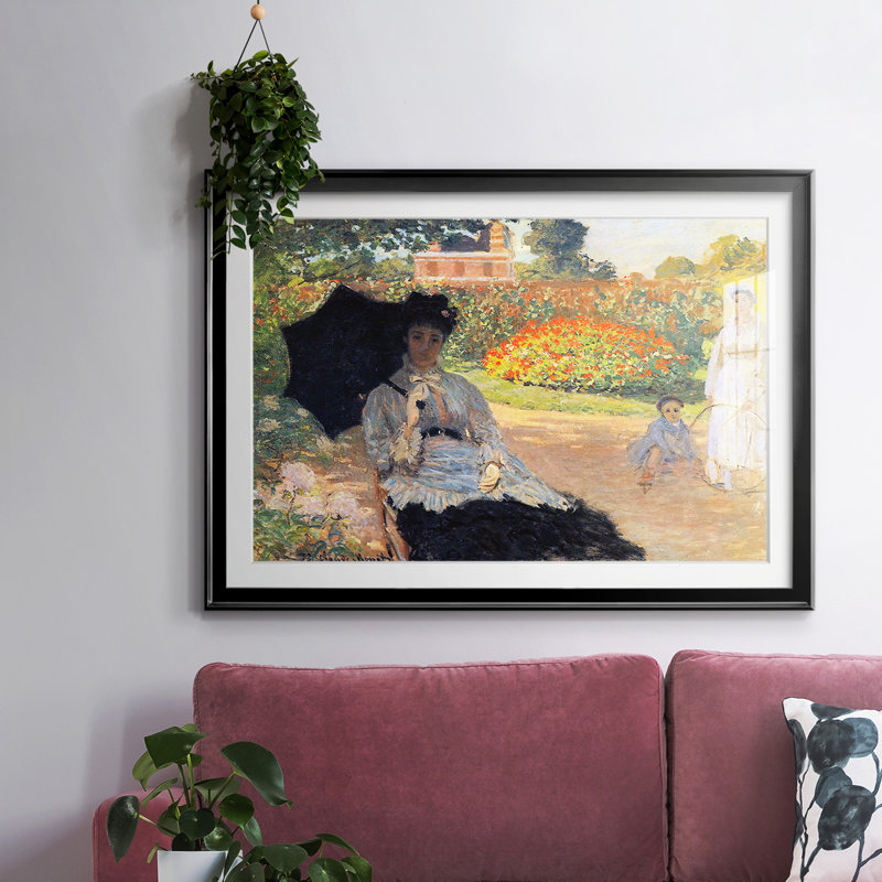 Camille Monet In The Garden, 1873, reproduction d'art encadrée, Noir, H 15 po x l 21 po x P 1,5 po