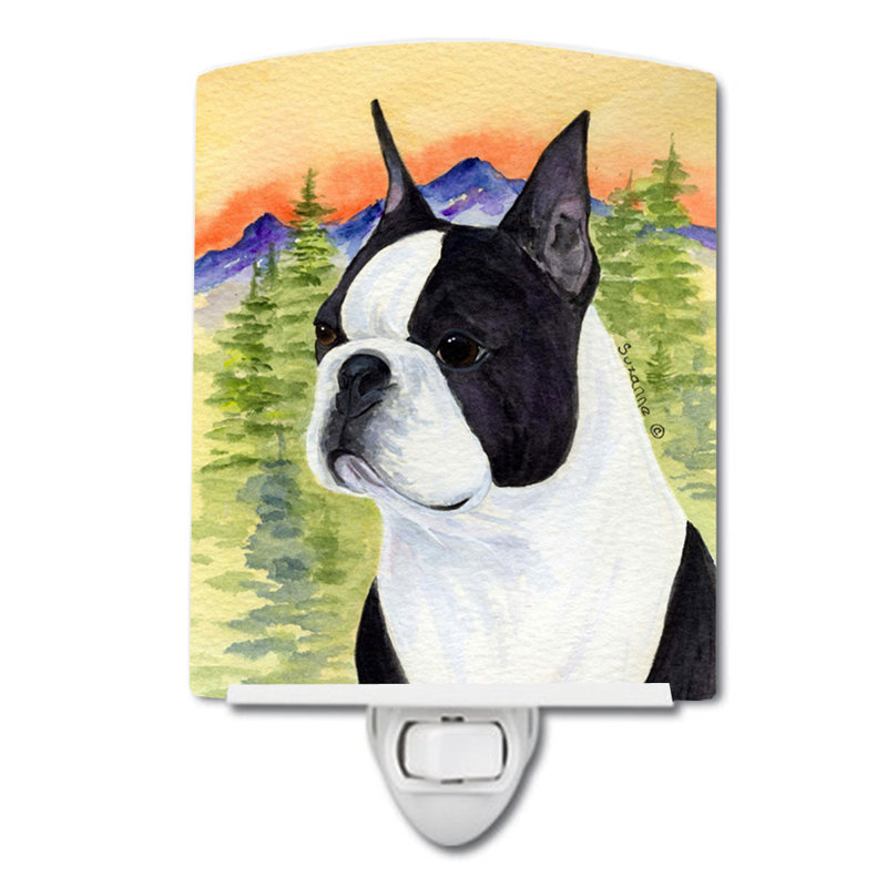Éclairage de nuit en céramique boston terrier