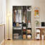 Armoire 4 portes avec rangement ouvert et miroir-1578899872