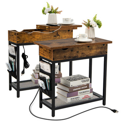 Mossvale End Table Set and Built-In Outlets