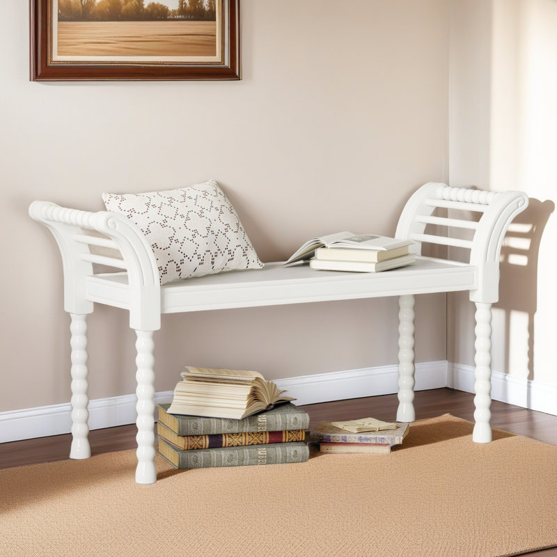 Banc élégant de style rétro avec pieds tournés, banc de bout de lit pour la décoration de la chambre à coucher ou du salon
