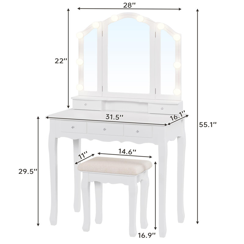 Miroir de salle de bain Antimony, Blanc