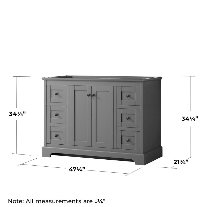 Base de meuble-lavabo simple 47 po Avery seulement, Gris foncé / noir mat