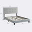 Lit plateforme tapissier avec tête de lit capitonnée en lin, aucun sommier tapissier, bois-808536307-853357260