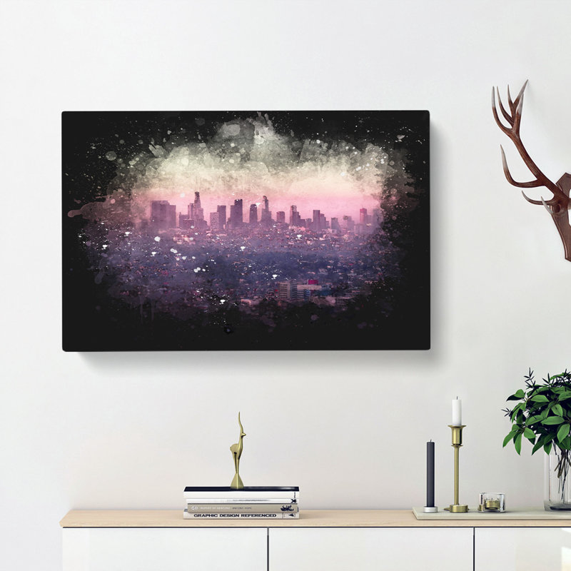 Los Angeles Skyline In The Morning - Wrapped Canvas Painting, 40cm H x 60cm W x 3cm D