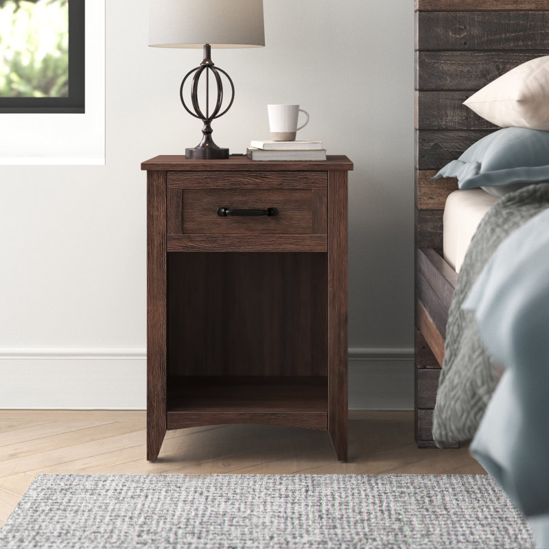 Allenside 18'' W Nightstand with Charging Station, Honey Brown, Individual