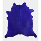 Nadya Cowhide Area Rug in Cobalt Blue