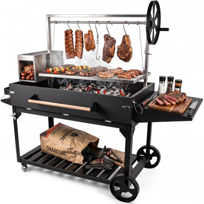 Gaonala 47.25 in. W Disc Plate Grill / Smoker Combo Charcoal Grill Gas & Charcoal Combo Grill