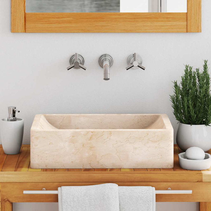 Elinor Sink Marble High Gloss, High Gloss Cream