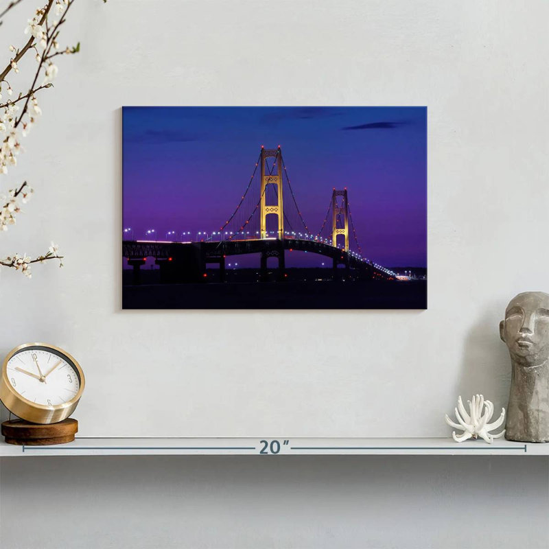 Lilie Mackinac Bridge, crépuscule, H 8 po x l 12 po