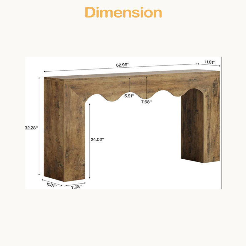 Table de canapé stable, console rustique, table d'appoint, 34 po H x 47 po L x 16 po P, Brun