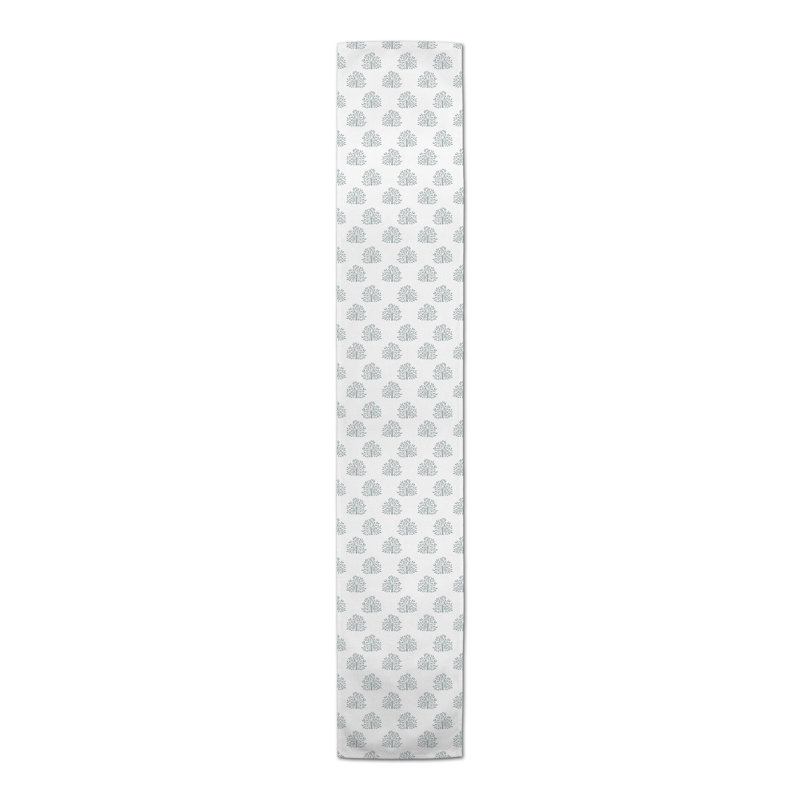 Rectangular Floral Table Runner, White, 72" x 16"