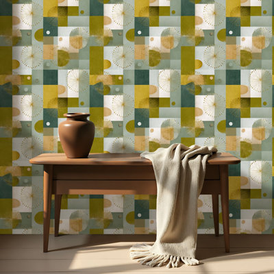 Papier peint auto-adhésif à motif de papier peint adhésif autocollant et amovible 24 po x 118 po (60 x 300 cm) Mid Century