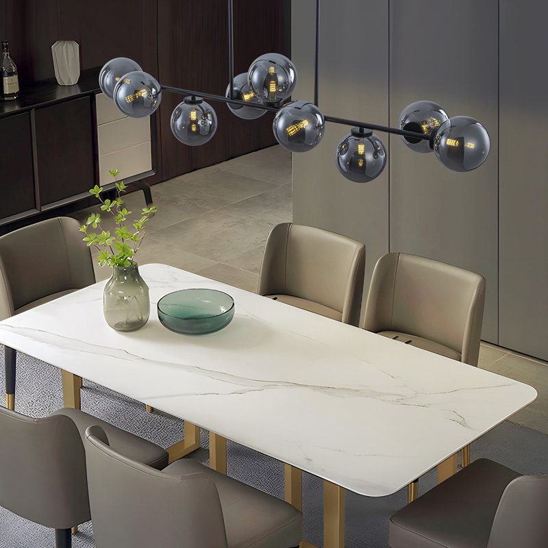 Holmesfield 9 - Light Modern Dimmable Sputnik Linear Glass Bubble Chandelier, Black