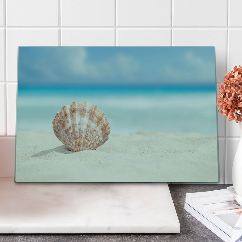 Ambesonne Scallop Cutting Board Large Size Sandy Exotic Beach Shell Multicolor