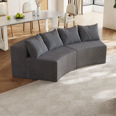 Canapé modulaire incurvé en velours Corduroy