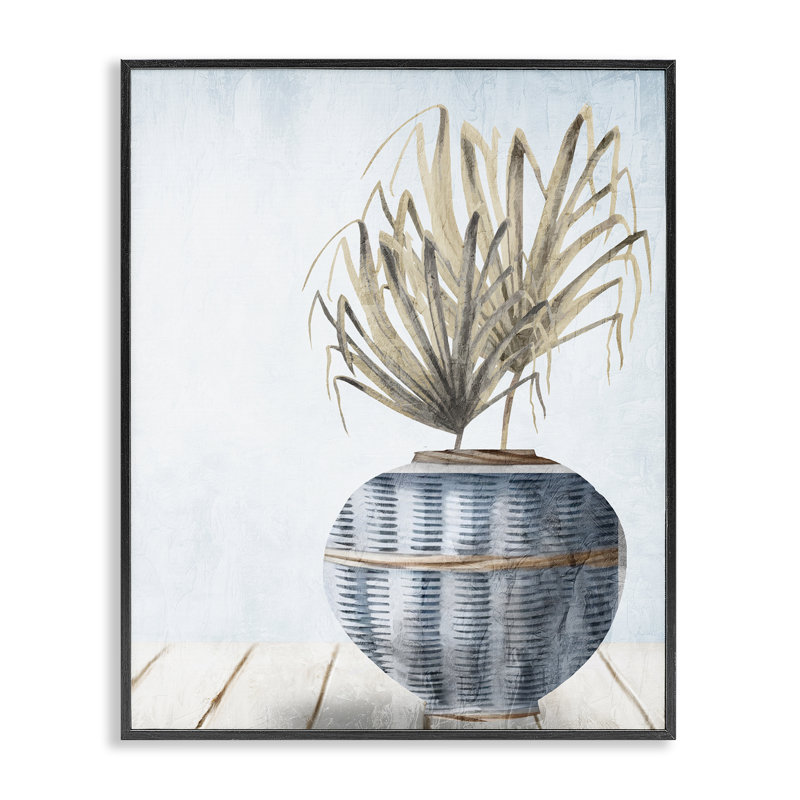 Plante dans un vase tissé, estampe numérique par Kim Allen, H 14 po x l 11 po, Giclée encadrée noir minuit
