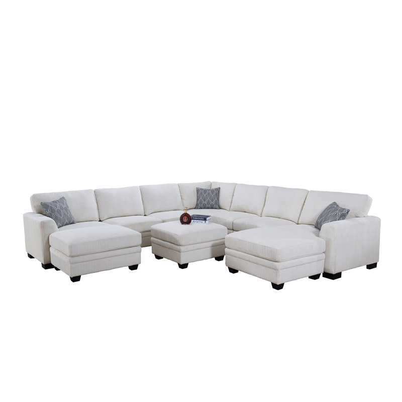Canapé modulaire 10 pièces, Velours côtelé crème