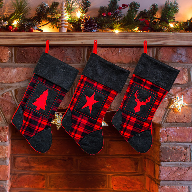 Christmas Stockings, Red And Black Buffalo Plaid Christmas Decor