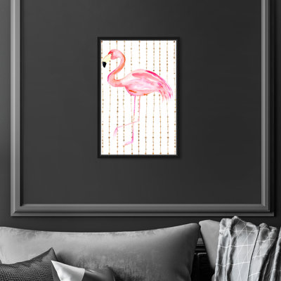 Flamant doré, oiseau tropical élégant, rose moderne - peinture sur toile