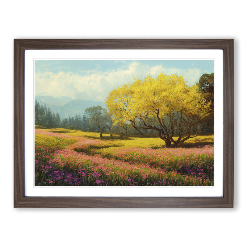 Spring Landscape Meadow - Framed Print