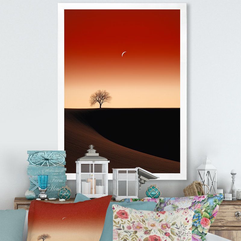 Sunsets Simplicity Desert Solitude I, Cadre simple blanc, H 32 po x l 16 po x P 1 po