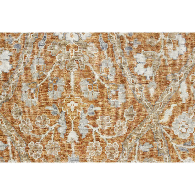 Hand Knotted Wool Area Rug in Rust, Rectangle 5' x 8'