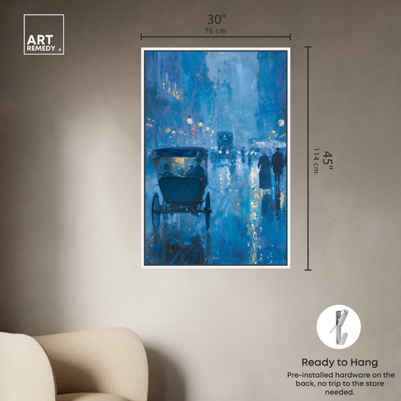 London Nights, White Framed, 46" H x 31" W