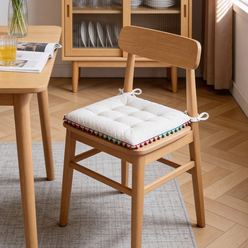 Square Dining Chair Cushion, White
