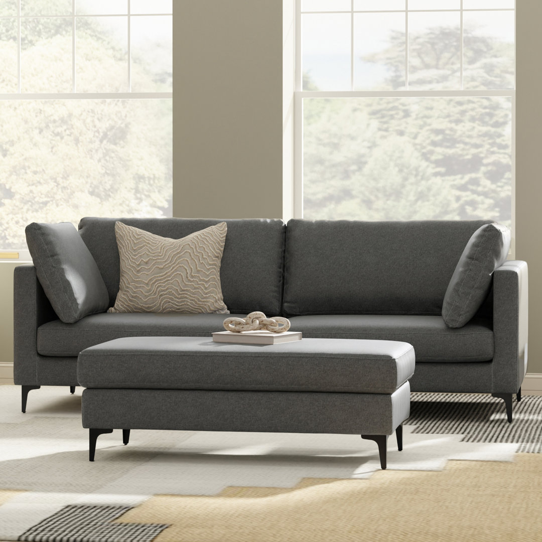 Ita Sofa and Ottoman 90-inch-wide 3-Seater Couch and Matching 36-inch-wide Table Ottoman for Living Room, 2-Piece Set AllModern Upholstery 