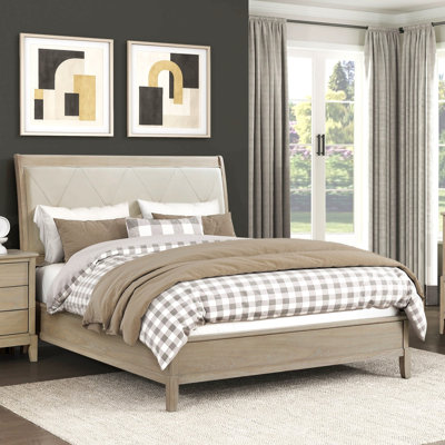 Mobilier de chambre à coucher classique de style campagnard avec tête de lit tapissier beige