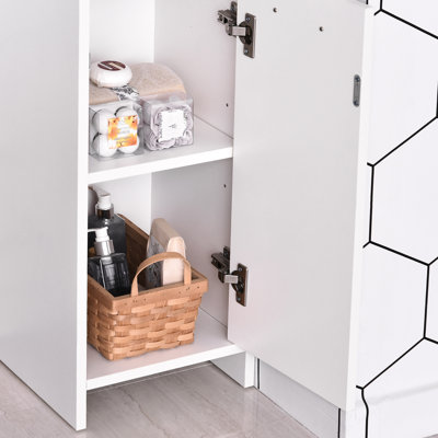 Armoire de rangement mince pour salle de bain avec 2 portes et tablette réglable