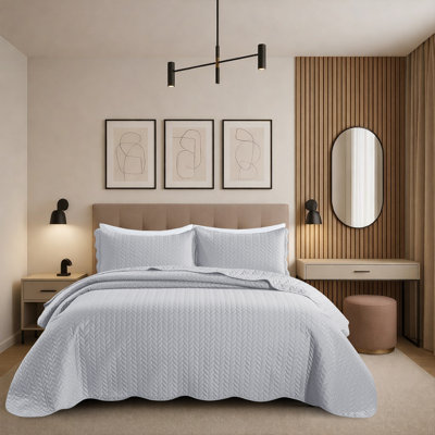 Modern Embossed Microfiber Twin Quilt Set