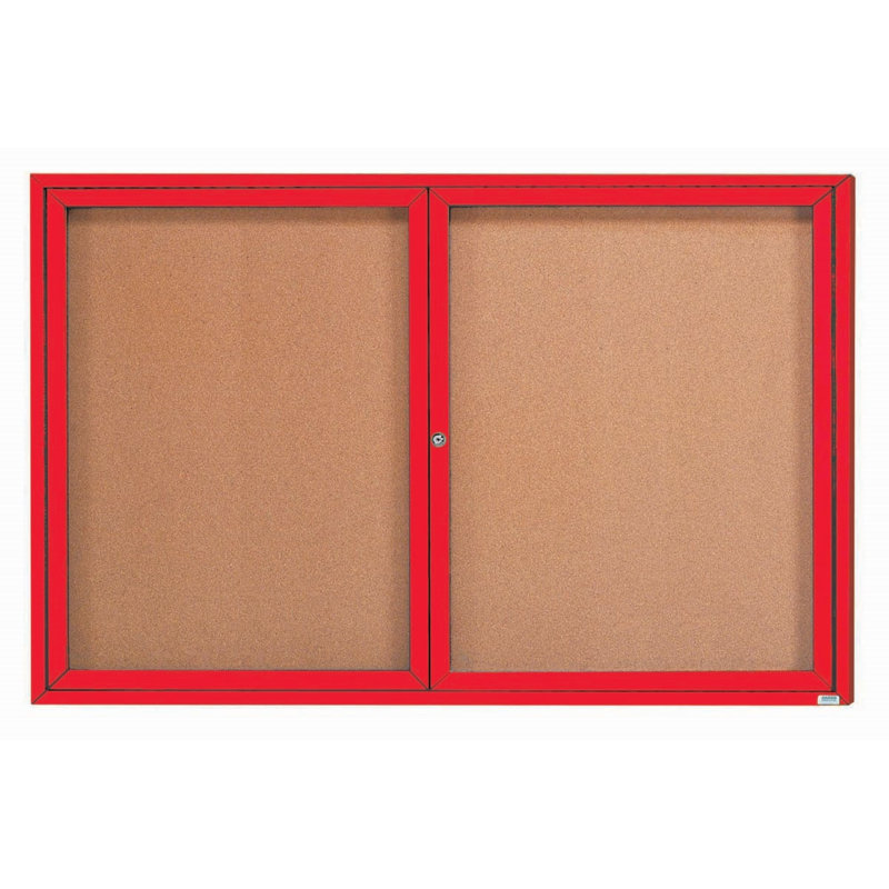 Panneau d'affichage mural fermé avec éclairage DEL, Rouge, Deux, 48 po x 72 po
