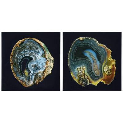 "Geode Splendor I & II" Crystallus Epoxy Coated Wrapped Glossy Canvas Wall Art