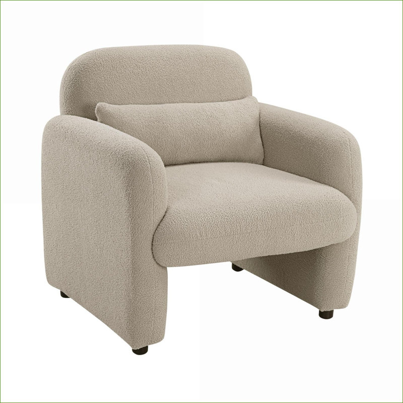 Fauteuil d'appoint rembourré Boucle, siège simple confortable avec coussin pour le salon, fauteuil de confort pour adulte