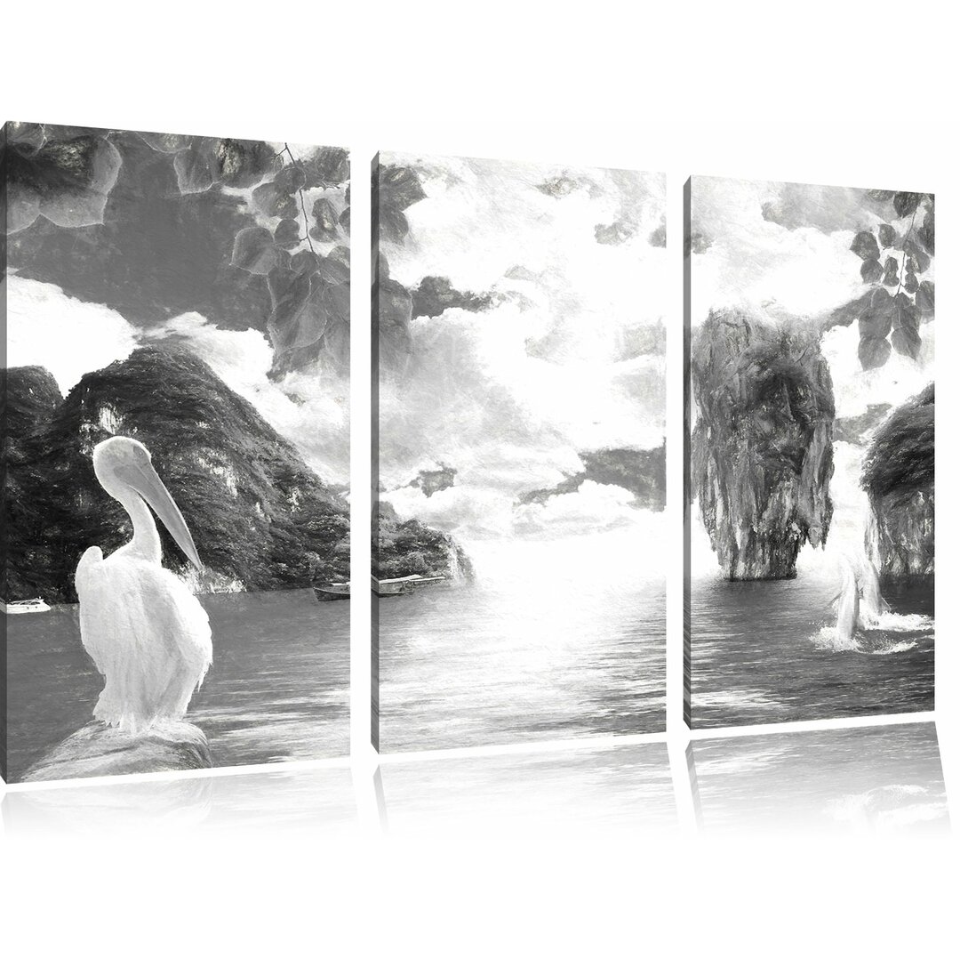 3-tlg. Leinwandbild-Set „Traumhafte Urlaubslandschaft“, Kunstdruck