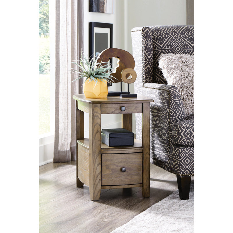 Dekorion Solid Wood End Table with Storage