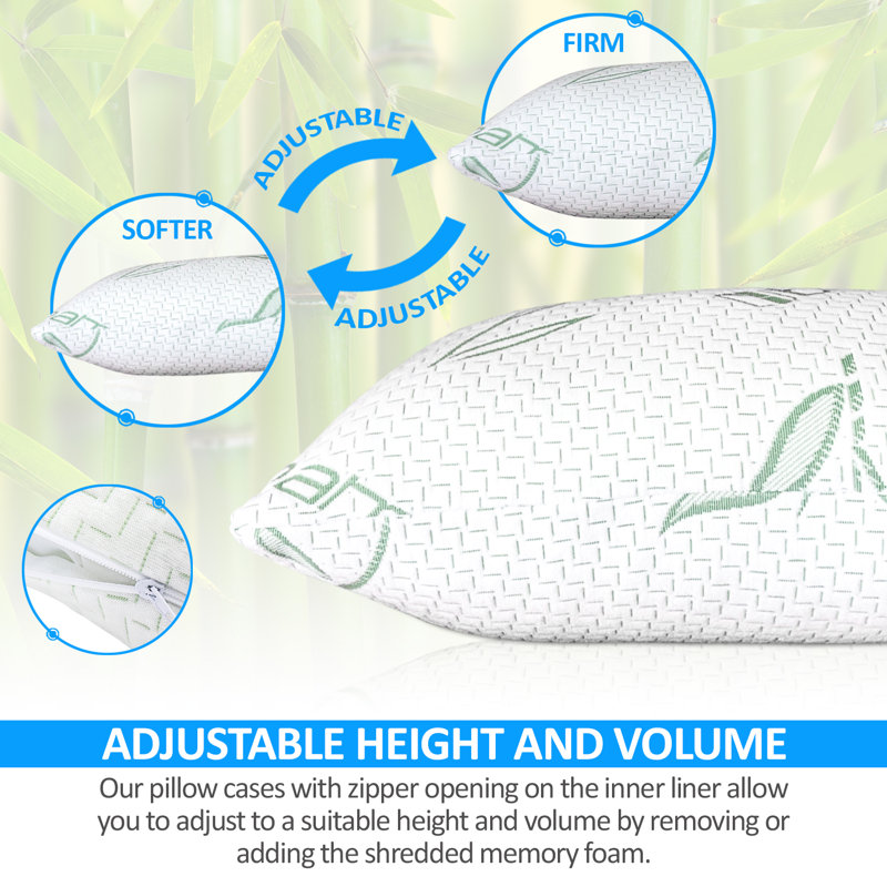 King Size White Bamboo Cooling Memory Foam Pillows Set