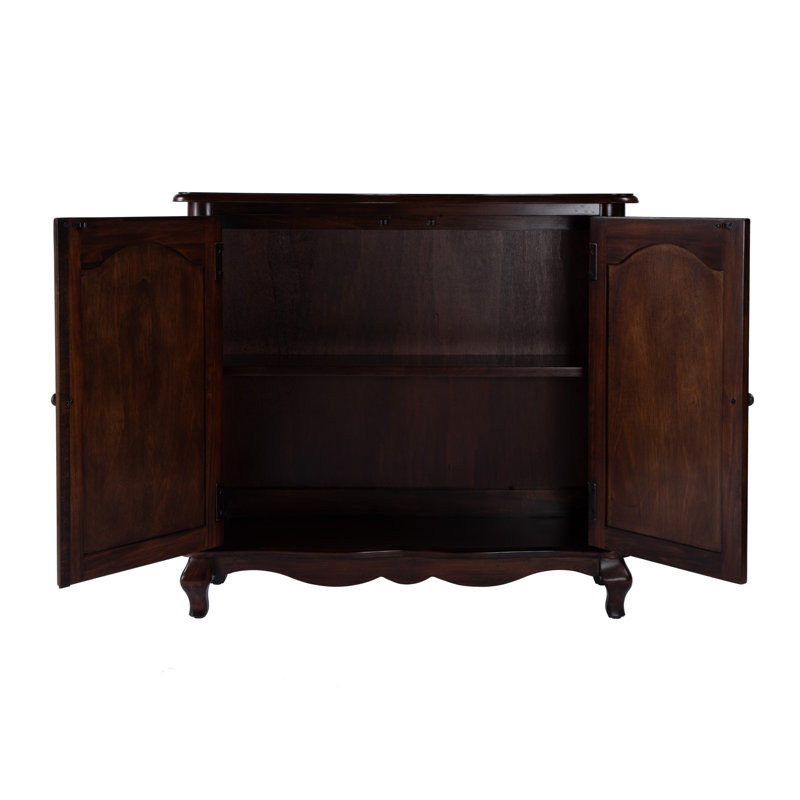Leyden 36"W Rectangular Wood European Accent Cabinet, Cherry Brown, Dark Brown