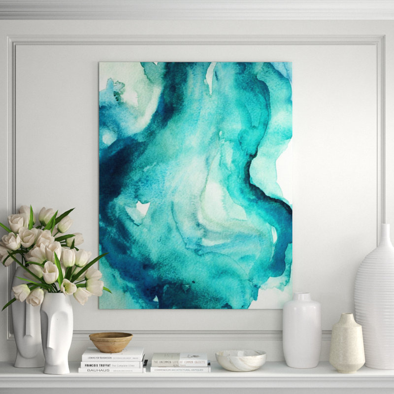 Emerald Wave Painting by Michelle Bennett, Glass Coat, 46" H x 36" W x 1.5" D