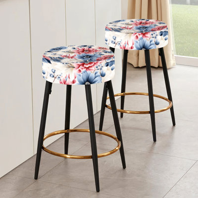 Ensemble de 2 tabourets de bar roses et bleus