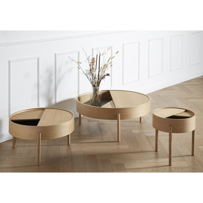 Arc Coffe Table, 15" H x 35" L x 35" W, Oiled Oak