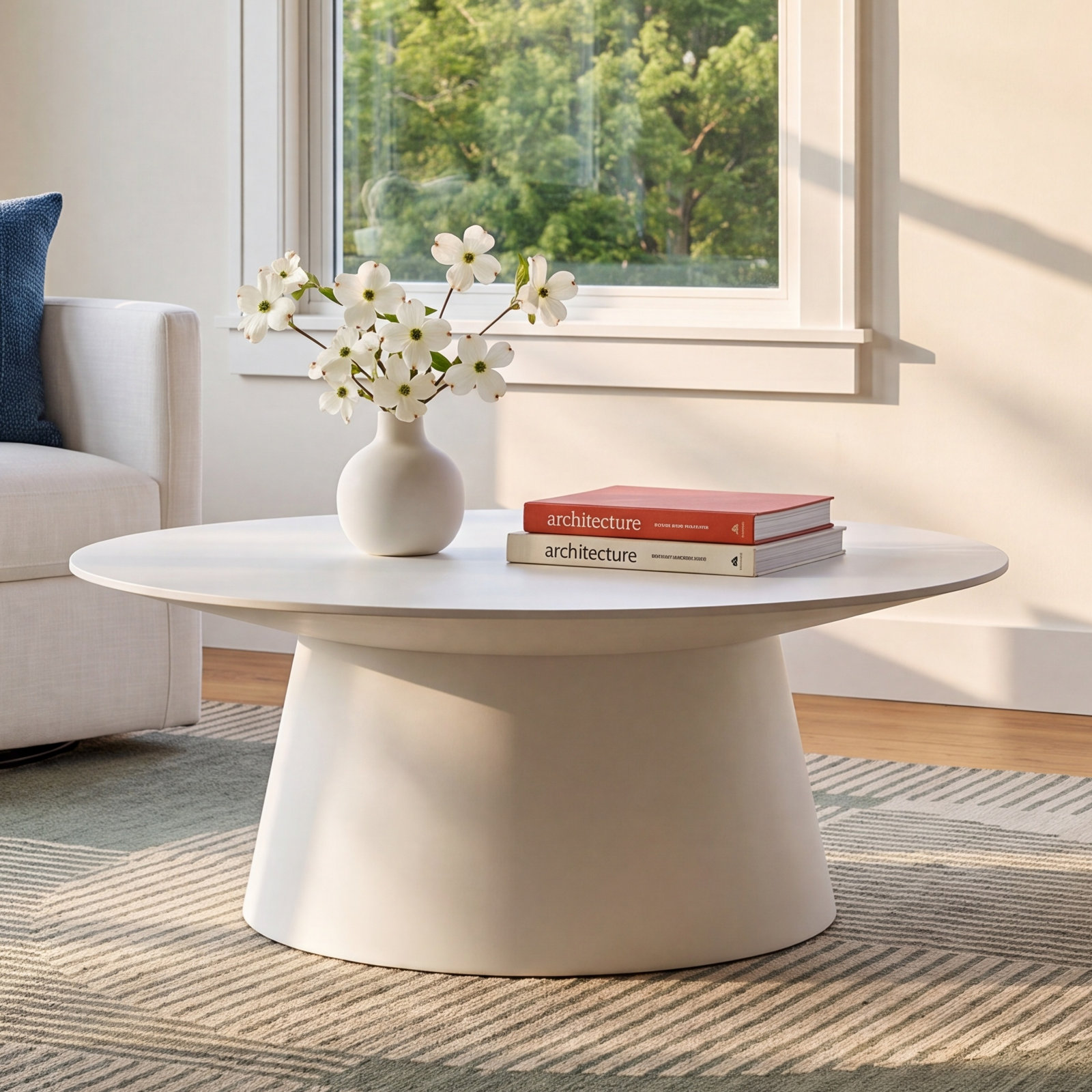 Adara 35" Walnut Coffee Table, Matte White
