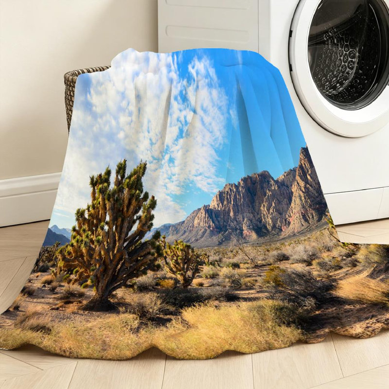 Jeté en molleton brun ultra doux en flanelle, imprimé recto Spring Mountain Ranch, Jeté 40 po x 50 po