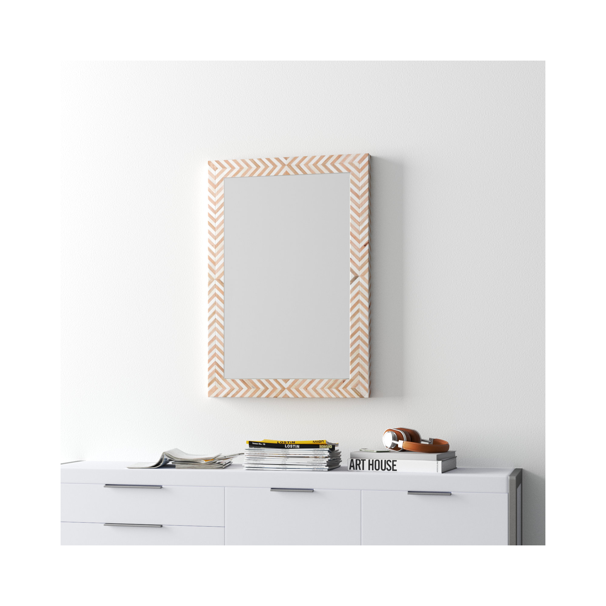 Cataldo Wood Flat Wall Mirror