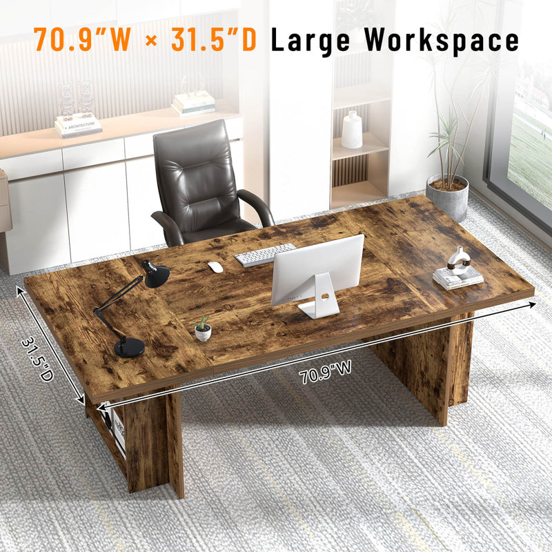 Hulste 70" Executive Desk, Brown, Brown