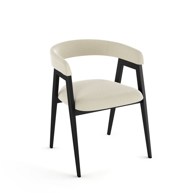 Chaise avec accoudoirs Evelio, Crème, Noir
