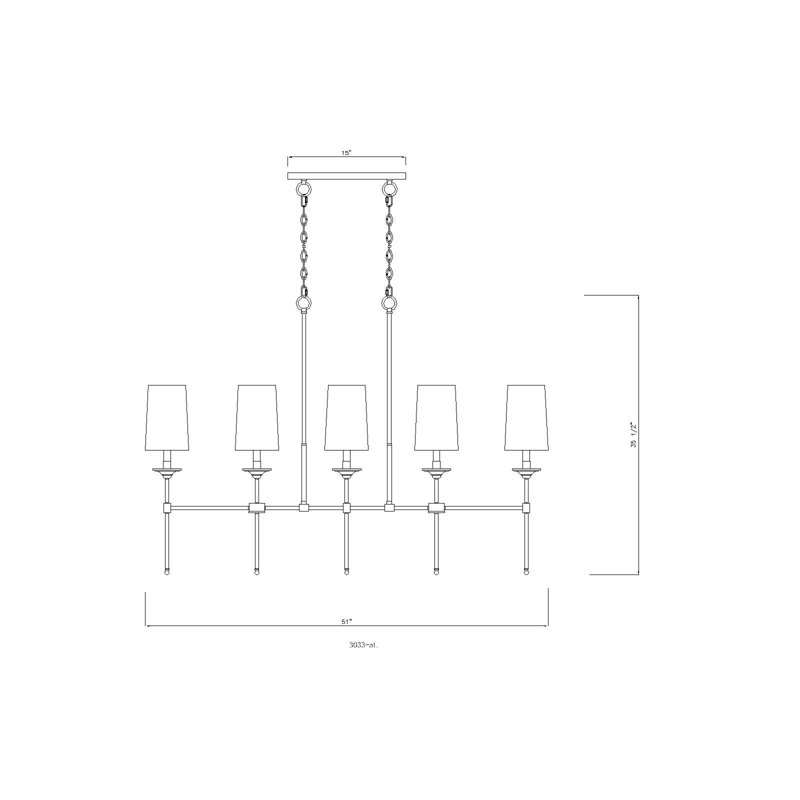 Hayse 5 - Light Dimmable Linear Chandelier, Rubbed Brass