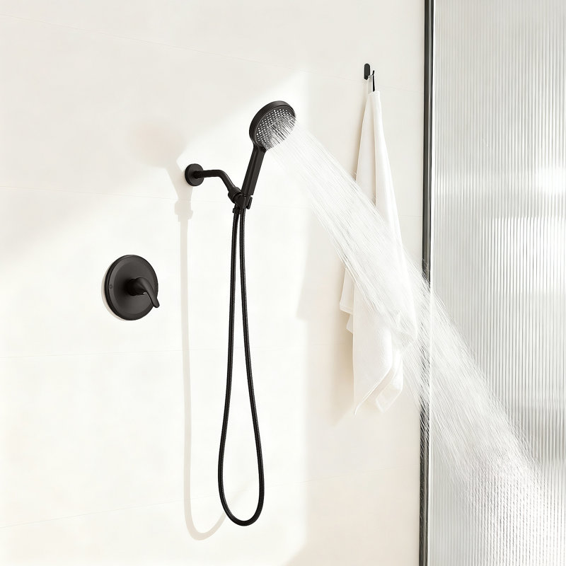 Pomme de douche à main haute pression 2 réglages avec boyau en acier inoxydable